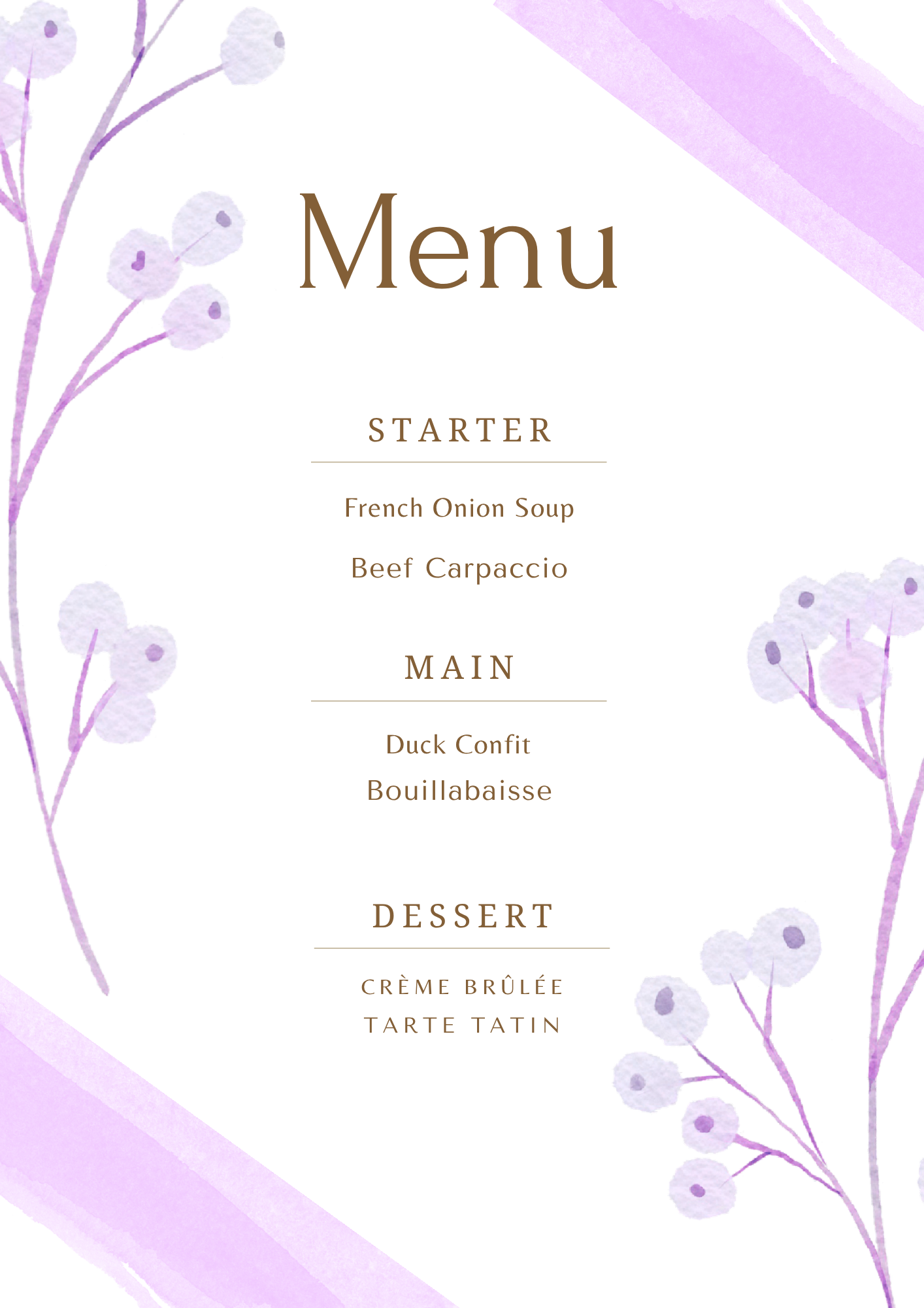 Elegant Wedding Menu Template