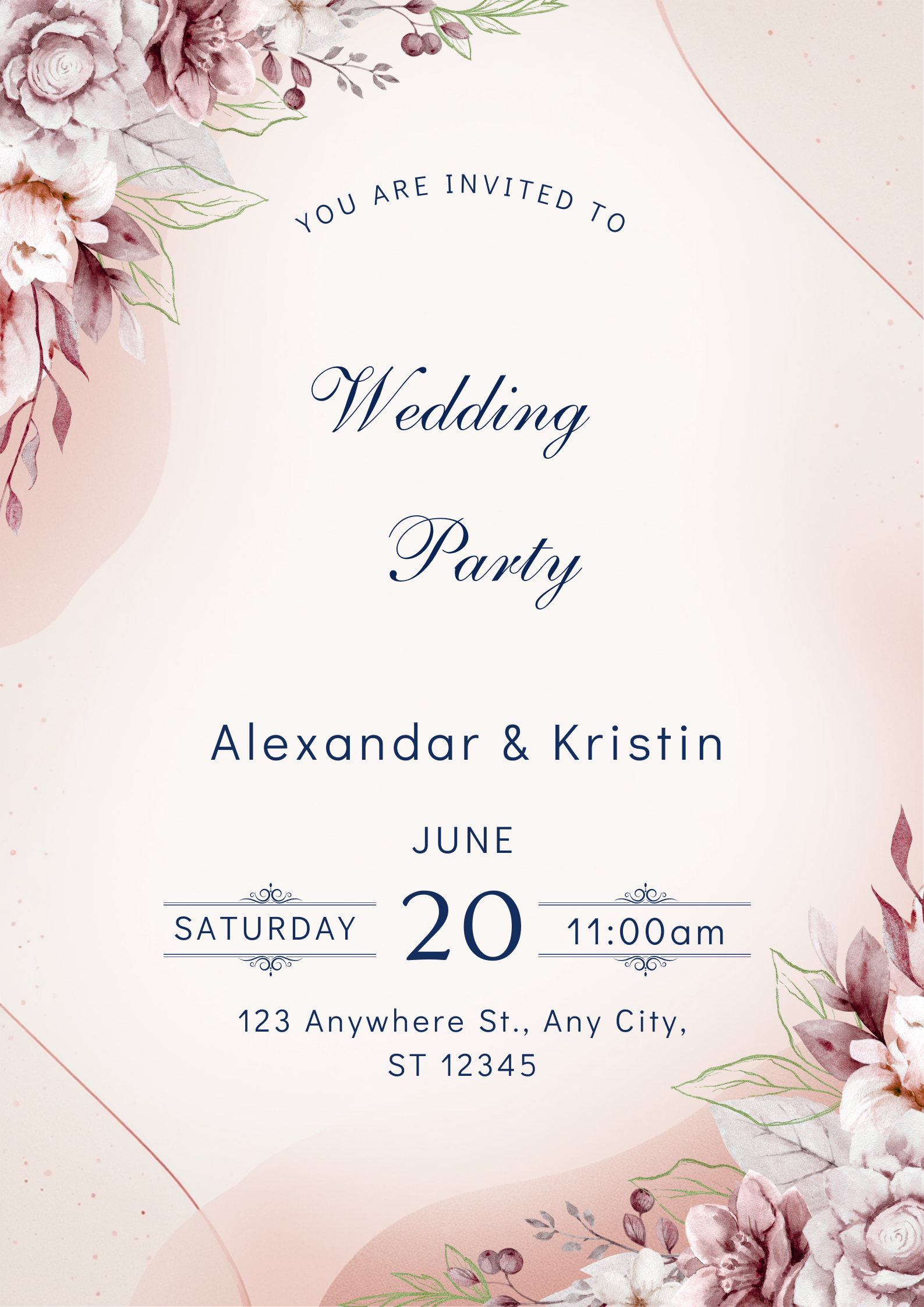 Modern Red Rose Wedding Invitation